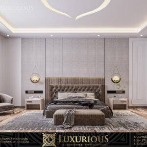 MASTER BEDROOM INTERIOR DESIGN التصميم الداخلي لغرفة النوم الرئيسية