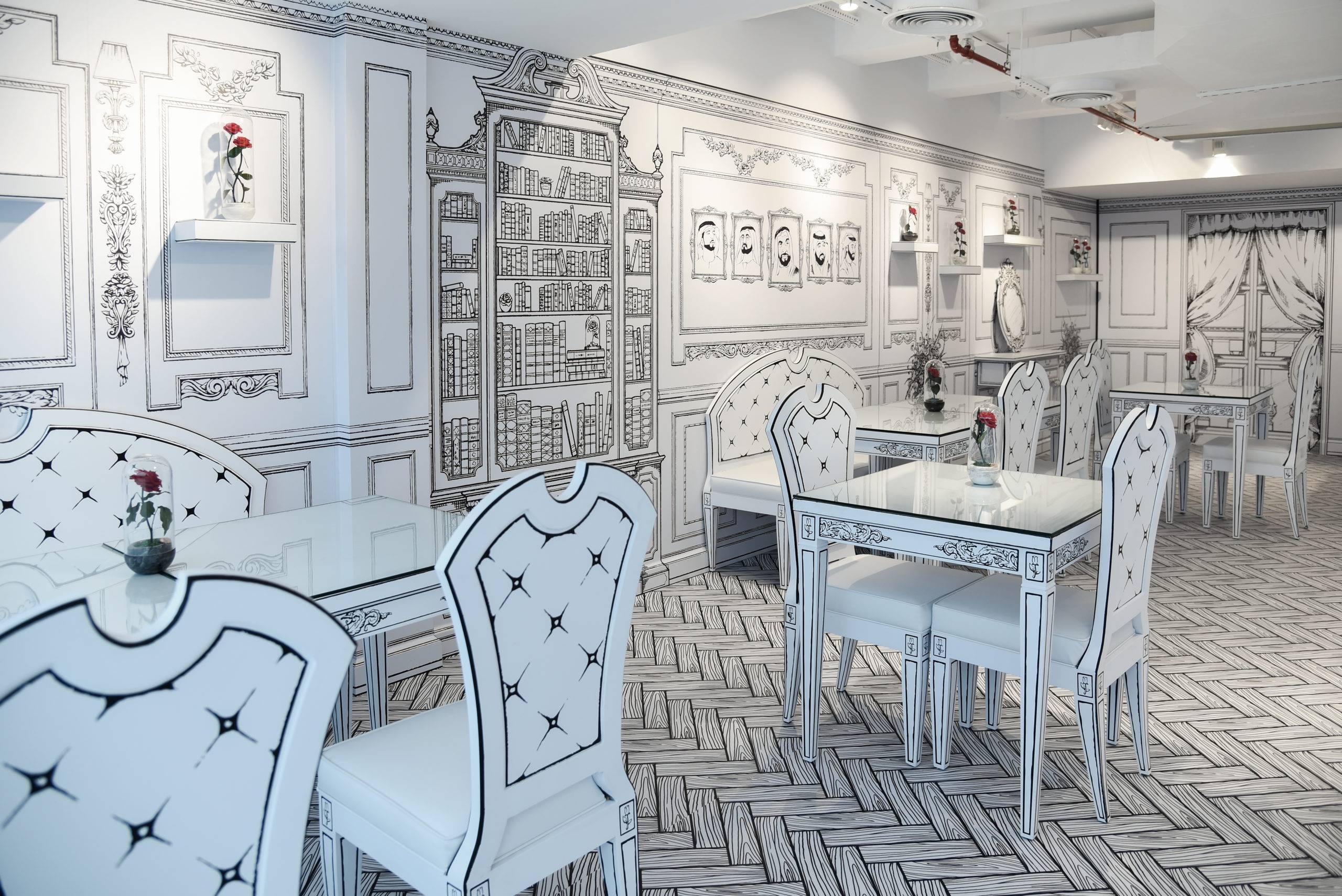 Forever Rose's first cafe is developed using 2D illustrations and it's