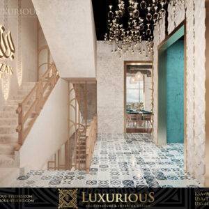 تصميم داخلي مقهى في السعودية بلمسات شرقية