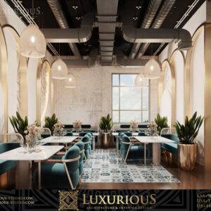 تصميم داخلي مقهى في السعودية بلمسات شرقية