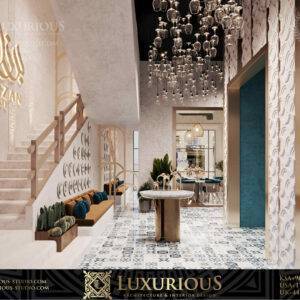 تصميم داخلي مقهى في السعودية بلمسات شرقية