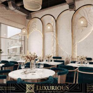 تصميم داخلي مقهى في السعودية بلمسات شرقية