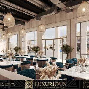 تصميم داخلي مقهى في السعودية بلمسات شرقية