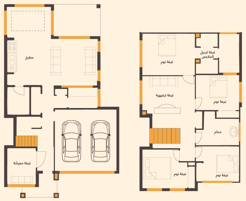 تصميم فيلا دورين على مساحة 250 متر