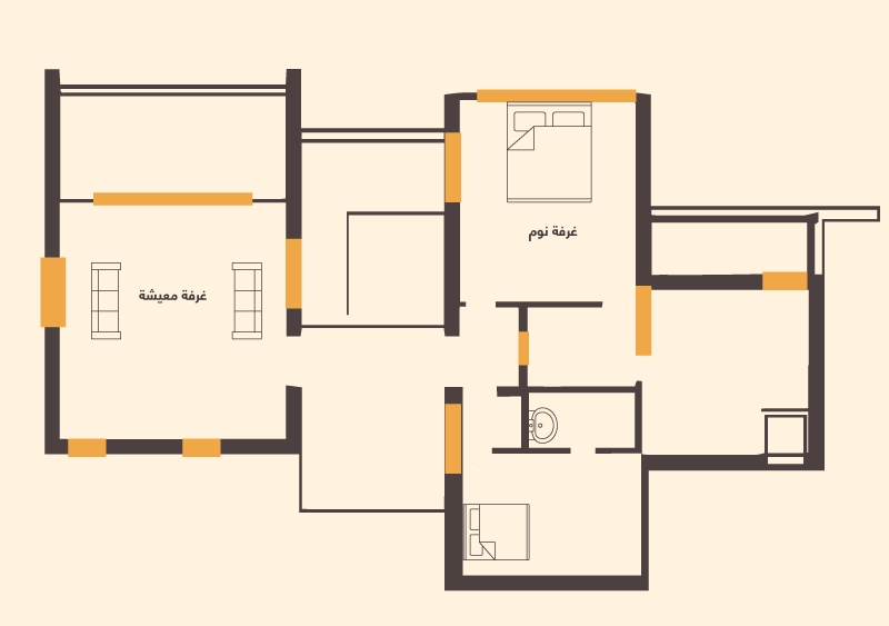 مخطط دور أول علوي لفيلا صغيرة دورين مساحة 200 م²