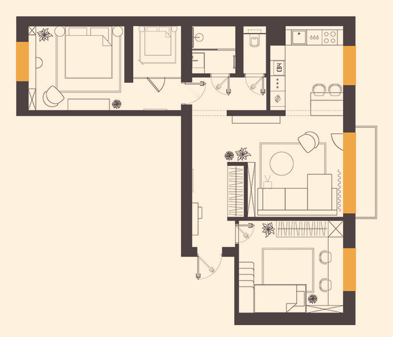 مخطط فيلا على حرف L