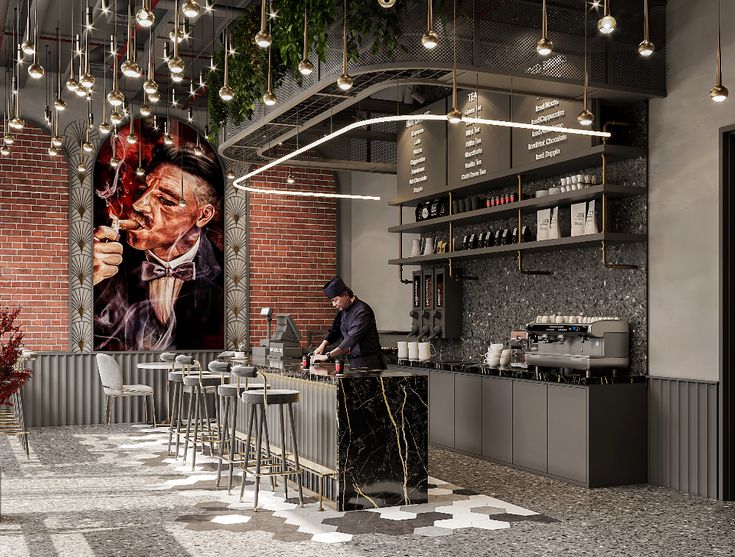 تصميم مقهى صناعي