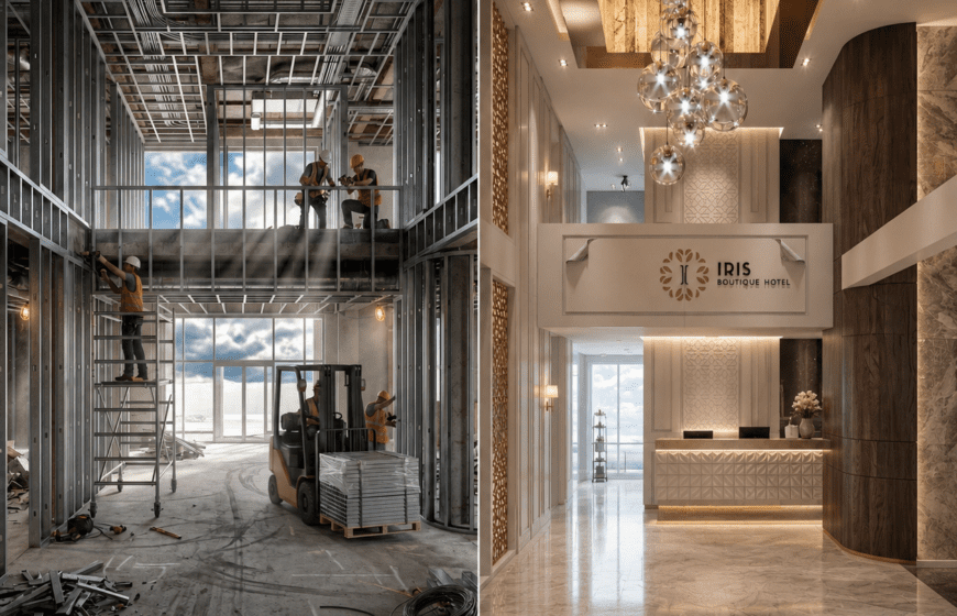 مشاريع فلل سكنية قبل وبعد: التصميم الداخلي والتنفيذ من الفكرة إلى الإنجاز