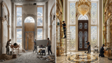 مشاريع قصور قبل وبعد: التصميم الداخلي والتنفيذ من الفكرة إلى الإنجاز